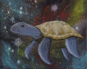 Space Turtle 6000 | Original Painting | 16"x20" | Acrylic on Canvas
