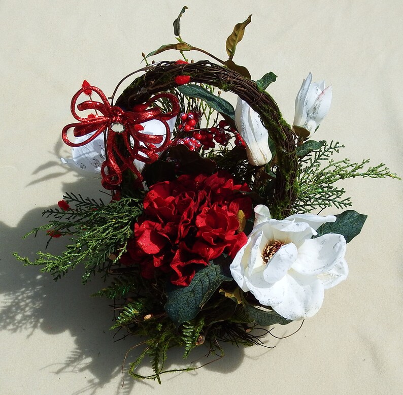 Christmas Magnolia Basket Holiday basket White flower Etsy