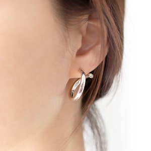 925 Sterling Silver Swirl Open Hoop Earrings/ Modern Earrings/ Minimal Earrings/ Spiral Earrings/ Spring Earrings