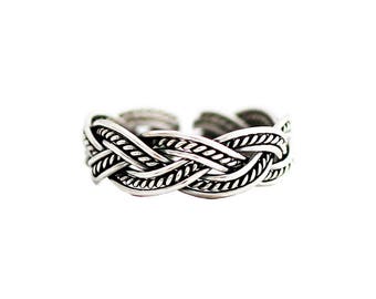 Oxidized Silver Braid Knuckle/ Pinky Ring/ Toe Ring/ Midi Ring/ Open Ring/ Wrap Ring