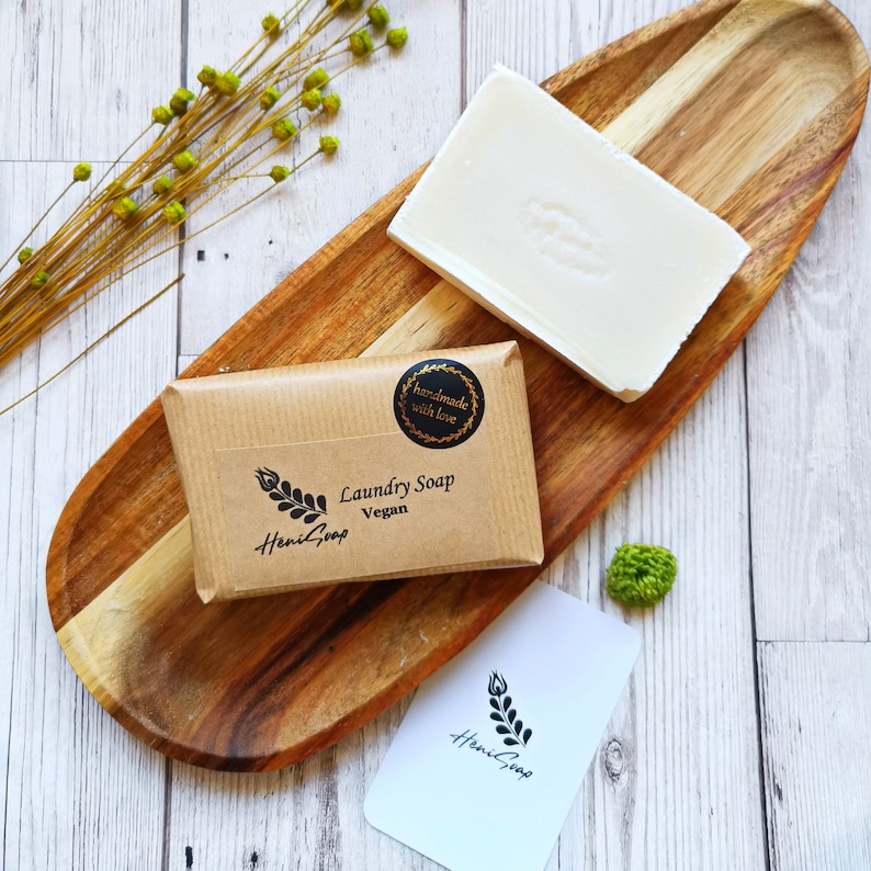 Laundry Soap Bar for handwashing, Vegan washing soap, Cruelty free, Unscented cold processed soap, 100% coconut oil soap, zero waste, 80 g image 1