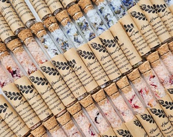 Relaxing Bath Salts- Christmas stocking filler-Party favour- Spa bath soak- Glass Tube Gift- Hen Do favour-Wedding favour-Natural & Handmade