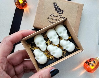 Skull Soy Wax Melts Set, Halloween Gift, Vegan, Handmade