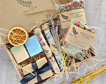 Set de regalo de spa y belleza para 2 - Set de spa para una cita nocturna - Caja de mimos relajantes - Natural - Vegano - Ecológico - Jabones/Sales/Derivados de baño