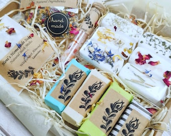 Set de spa natural - Buzón de relajación para ella - Caja de regalo ecológica y vegana - Jabones / Sales de baño / Bombas de baño / Derretidos / Vapor de hierbas
