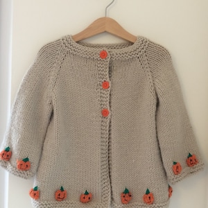 KNITTING PATTERN PDF/Girls pumpkin cardigan/autumn/fall/Halloween/digital instant download