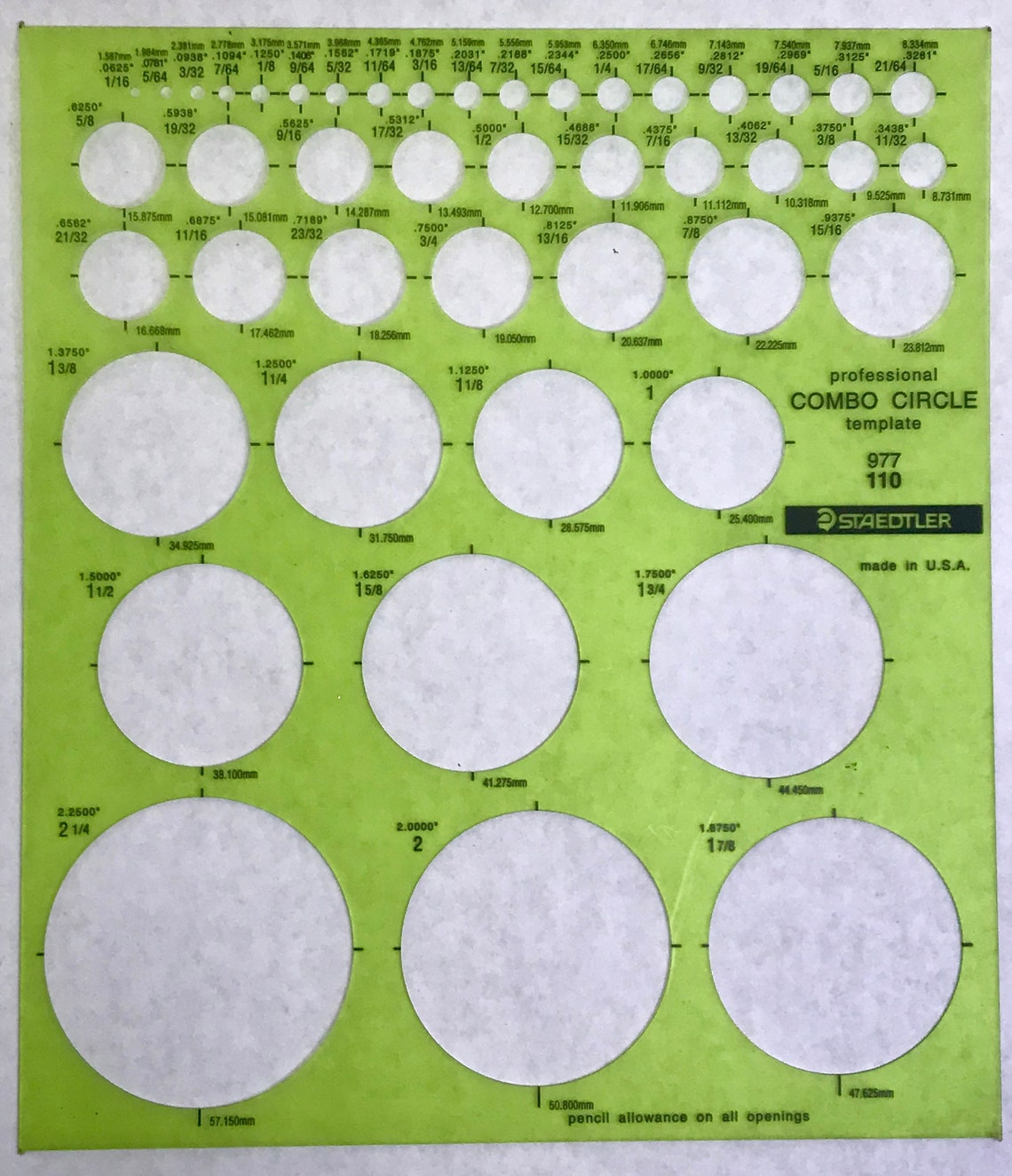 STAEDTLER Professional Combo Circle Template 977 110 Etsy