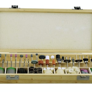 Rotary Tool Accessories in Wooden Box, 228 pc Free Ship