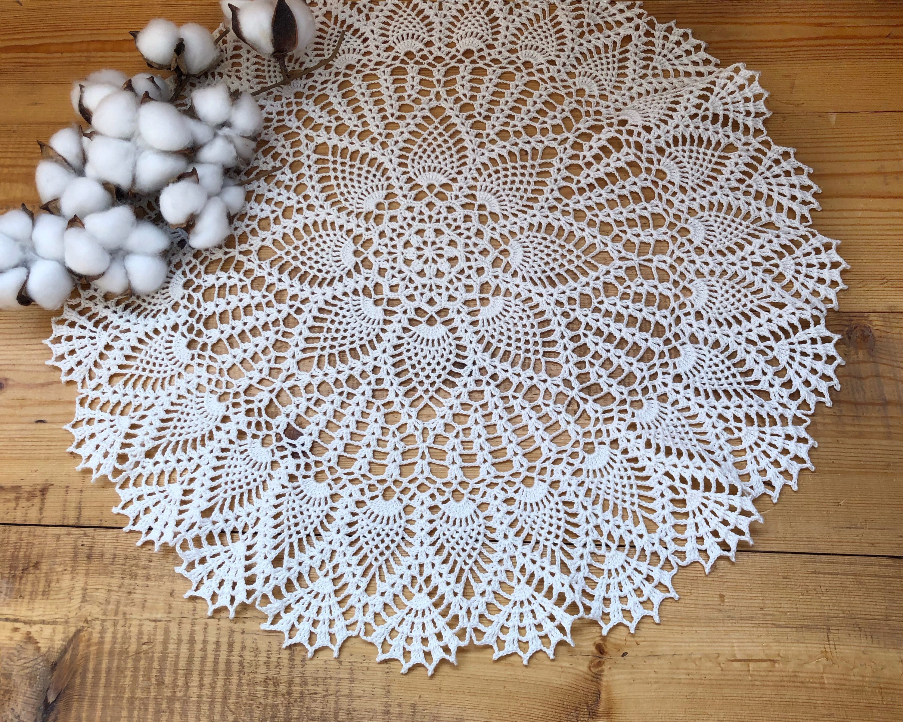 Crochet table topper Large knitted table centerpiece Round Etsy