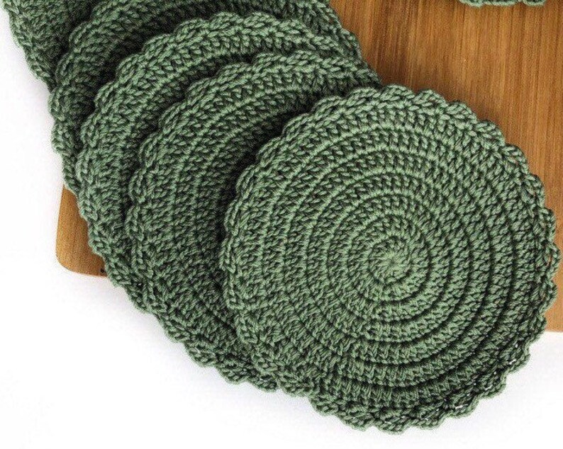 Simple round crochet coasters set Coffee coasters Etsy
