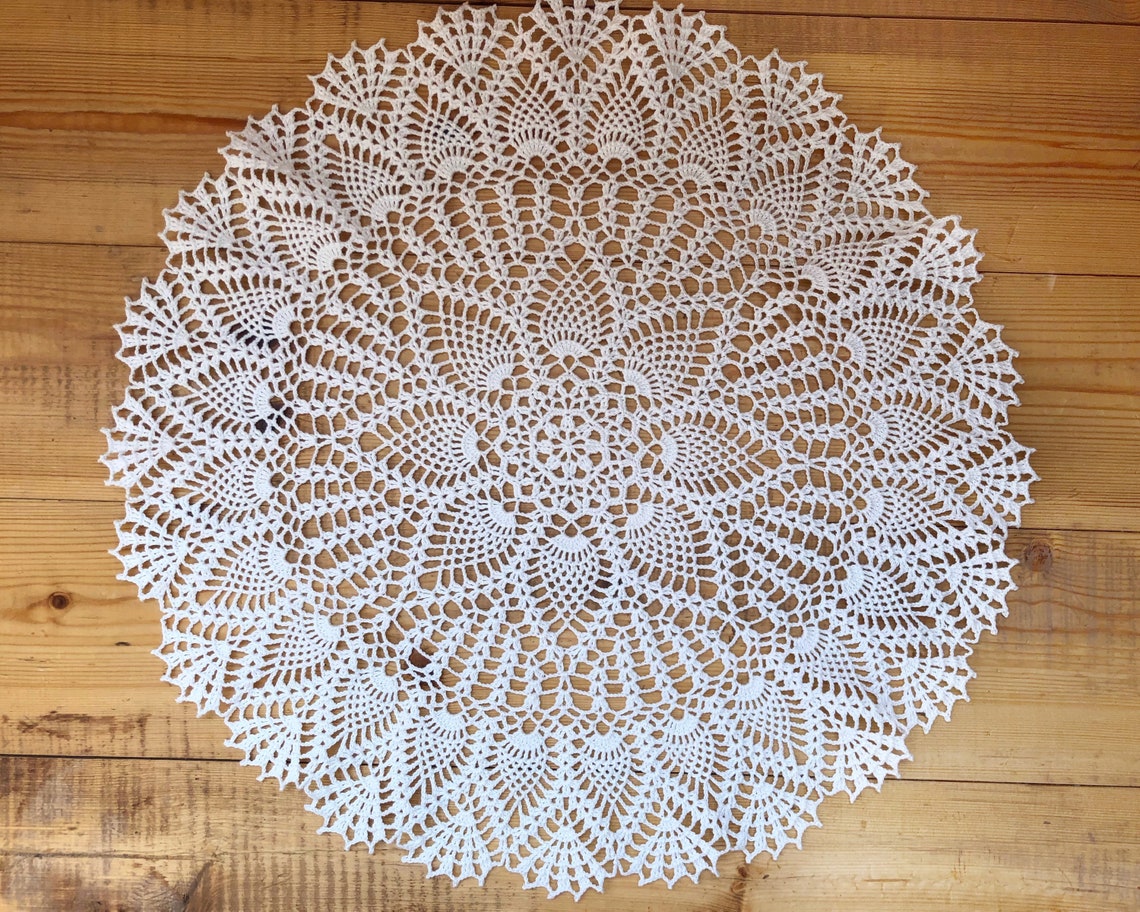 Crochet table topper Large knitted table centerpiece Round | Etsy
