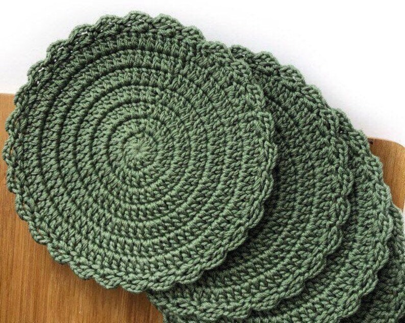 Simple round crochet coasters set Coffee coasters Etsy