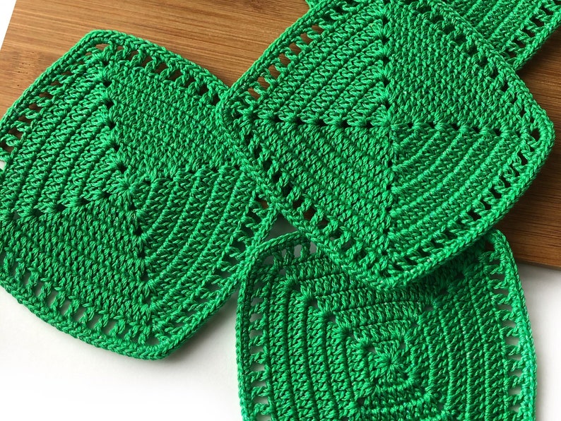Handmade green coasters square cup mats set of 2 coasters Etsy