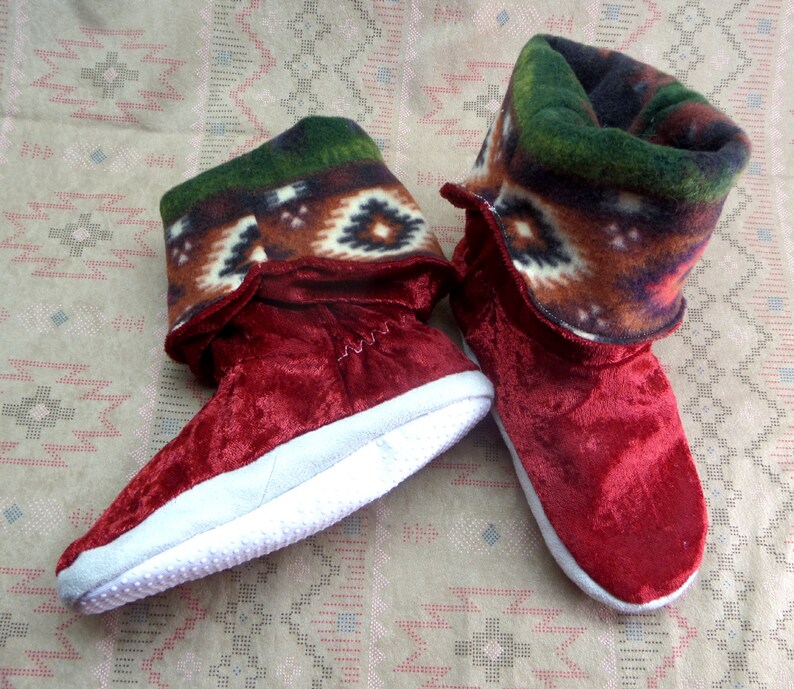 Red Slippers for Young Children Red Velvet Slippers Children Slippers: Handmade slippers Fleece Lined Slippers Toddler Slippers