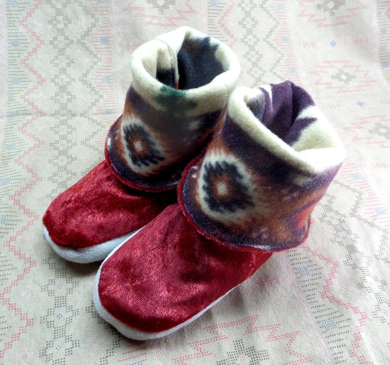 Red Slippers for Young Children Red Velvet Slippers Children Slippers: Handmade slippers Fleece Lined Slippers Toddler Slippers