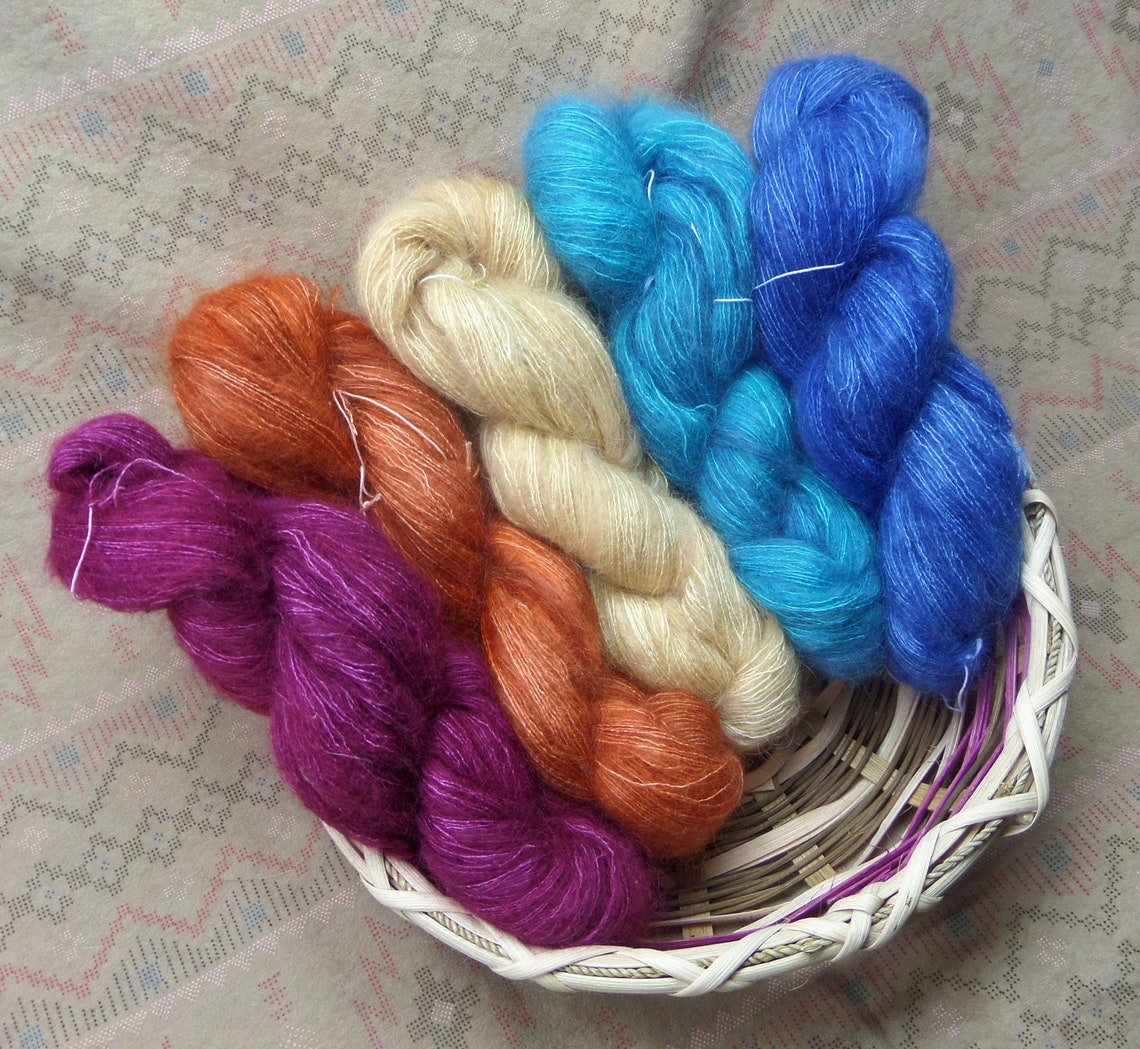 Hand Dyed Mohair Yarn Ultrafine Kid Mohair and Silk Lace Etsy