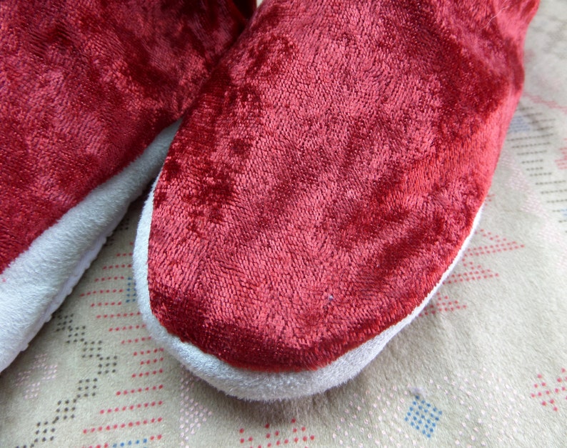 Red Slippers for Young Children Red Velvet Slippers Children Slippers: Handmade slippers Fleece Lined Slippers Toddler Slippers