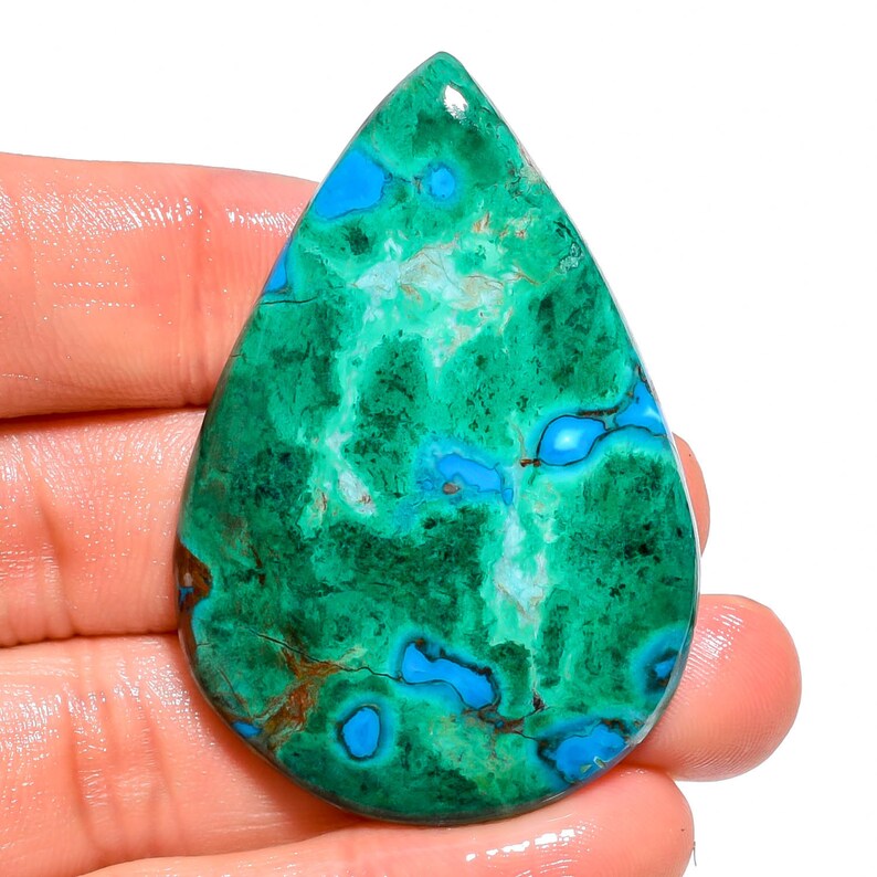 Natural Australian Chrysocolla 97.00cts 51x34x6mm pear shape cabochon loose gemstones wholesale shop ZZ-2276