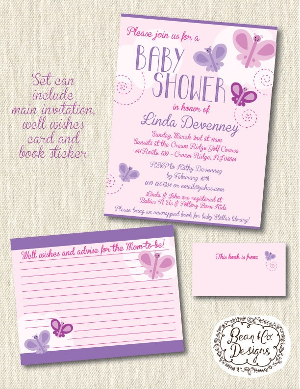 Butterfly Baby Shower Invitation Printable Digital Baby Etsy