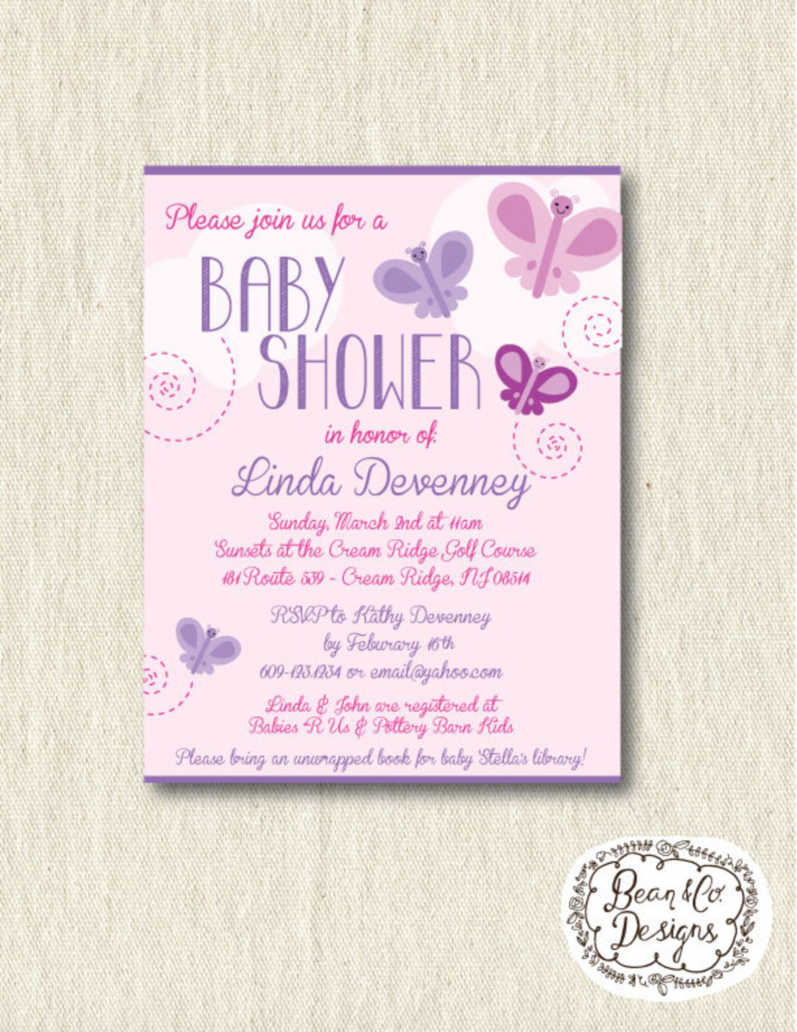 Butterfly Baby Shower Invitation Printable Digital Baby Etsy
