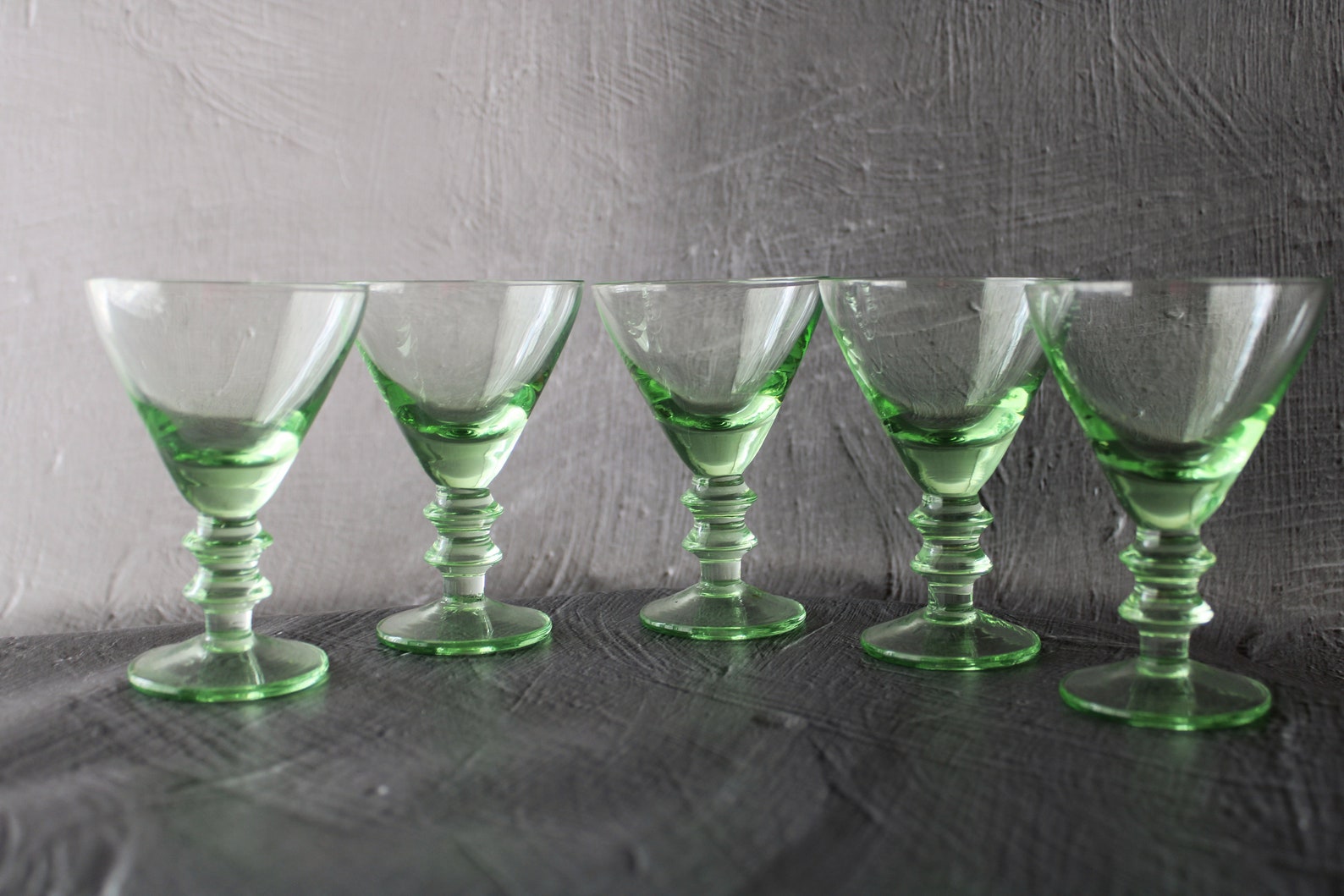 Stemmed goblets wedding Green cocktail glasses Set of 5 Etsy