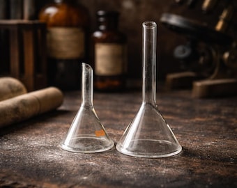 Vintage Glass Funnels Set | Antique Laboratory Funnels | Retro Chemistry Decor | Apothecary Glassware