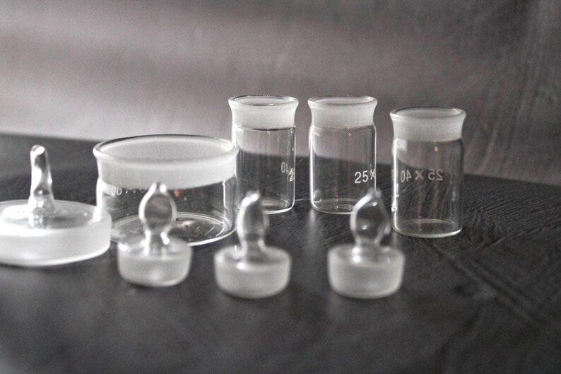Miniature bottles apothecary Glass vials Mini containers with lids Small glass jars image 7