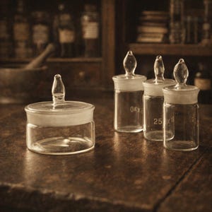 Miniature bottles apothecary Glass vials Mini containers with lids Small glass jars image 1