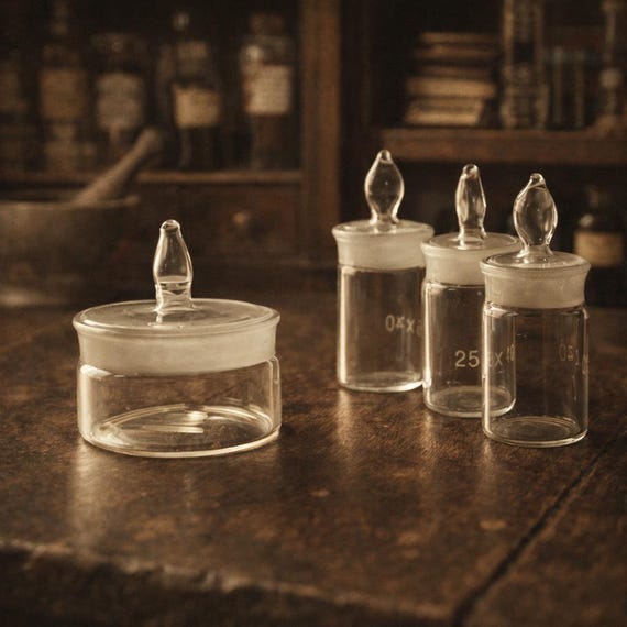 Miniature bottles apothecary Glass vials Mini containers with lids Small glass jars