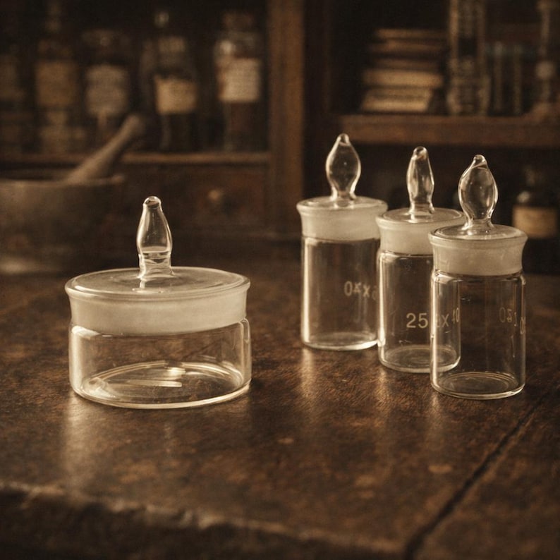 Miniature bottles apothecary Glass vials Mini containers with lids Small glass jars image 1