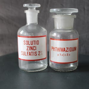 Small apothecary bottles Vintage Clear glass medicine jars with labels Steam punk gift Antique pharmacy poison bottles Victorian style gift