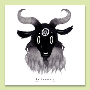 Baphomet Print - Goat Print - Creepy Cute Illustration Print - Satanic - Illustrator Gift - Inktober