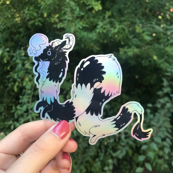 Rainbow Holographic Dragon Sticker - Cute Vinyl Sticker - Laptop Sticker - Tearproof Sticker - Notebook Sticker - Laptop Decal - Long Boi