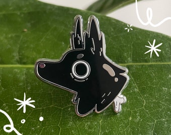 Fox Hard Enamel Pin - Wolf Pin - Dog Pin - Creepy Cute - Silver Black Pin