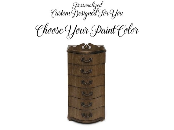 Custom Hand-Painted Vintage Jewelry Box: Personalized Music Box