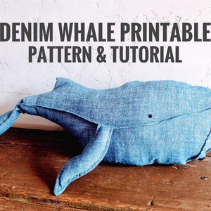 Denim Whale Instant Digital Printable Sewing Pattern with Step by Step Tutorial