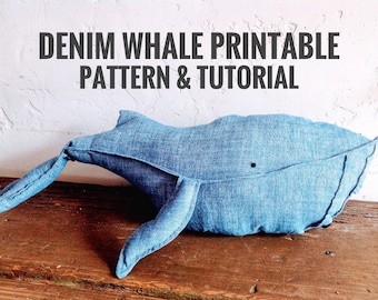 Denim Whale Instant Digital Printable Sewing Pattern with Step by Step Tutorial