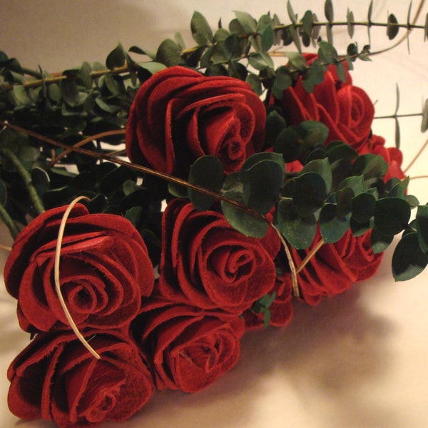 D'Agostino Hand Tooled Leather Roses. Red, Black, And Purple. 1, 3, 6, 12,  Our Dozen Roses Come In A White Floral Box With A Gift Card.