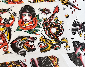 Set mit 6 Traditionellen Tattooblitzen