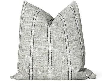 Funda de almohada con rayas grises + Funda de almohada con tiro gris + Funda de almohada con rayas modernas + Funda de almohada de granja + Funda de almohada decorativa