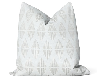 Neutral Throw Pillow Cover + Modern Neutral Pillow Cover + Geometric Pattern + Block Print Pillow Cover + Light Beige Pattern