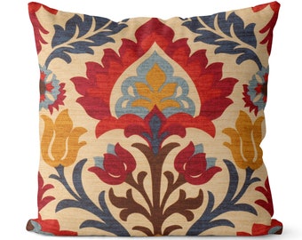 Housse de coussin damassé // Housse de coussin floral coloré // Housse de coussin mexicain // Housse de coussin Boho moderne // Talavera Design // 111