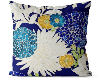 Navy Floral Pillow Cover // Modern Floral Pillow Cover // Dark Blue Pillow Cover // Navy Pillow Cover With Flowers // Decorative // 217