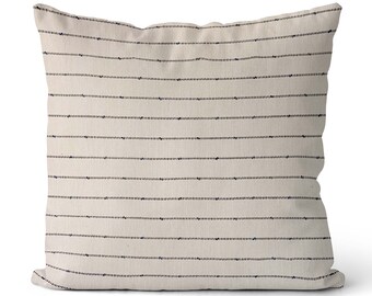 Blue Striped Pillow Cover // Nubby Textured Striped Pillow Cover // White Pillow with Blue Stripes // Decorative Throw Pillow Covers // 077