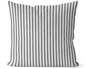 Black Stripe Throw Pillow Cover // Black and White Stripe Pillow Cover // Ticking Stripe Pillow Cover // Pinstripe Pillow Cover  // 102