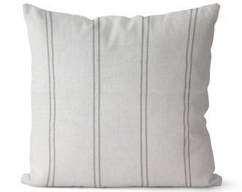 Neutral Striped Pillow Cover // Modern Farmhouse Decor Decorative Pillow Cover // Minimal Decor Throw Pillow Cover // L014