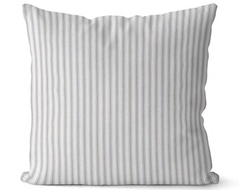 Stripe Grey Throw Pillow Cover // Light Gray Stripe Pillow Cover // Ticking Stripe Pillow Cover // Pinstripe Throw Pillow Cover  // 102