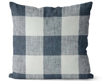Navy Plaid Pillow Cover // Navy Blue White // Navy Buffalo Plaid Pillow Cover // Navy Blue Buffalo Check Pillow Cover // Navy Pillow // 176
