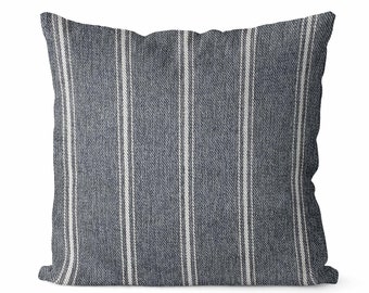 Dark Gray Striped Pillow Cover // Grey Throw Pillow Cover // Dark Gray Pillow Cover // Farmhouse Striped Pillow Cover // 084