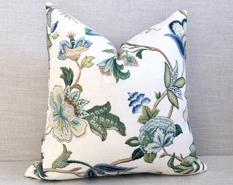 Blue Floral Pillow Etsy